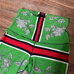 Green Floral Leggings